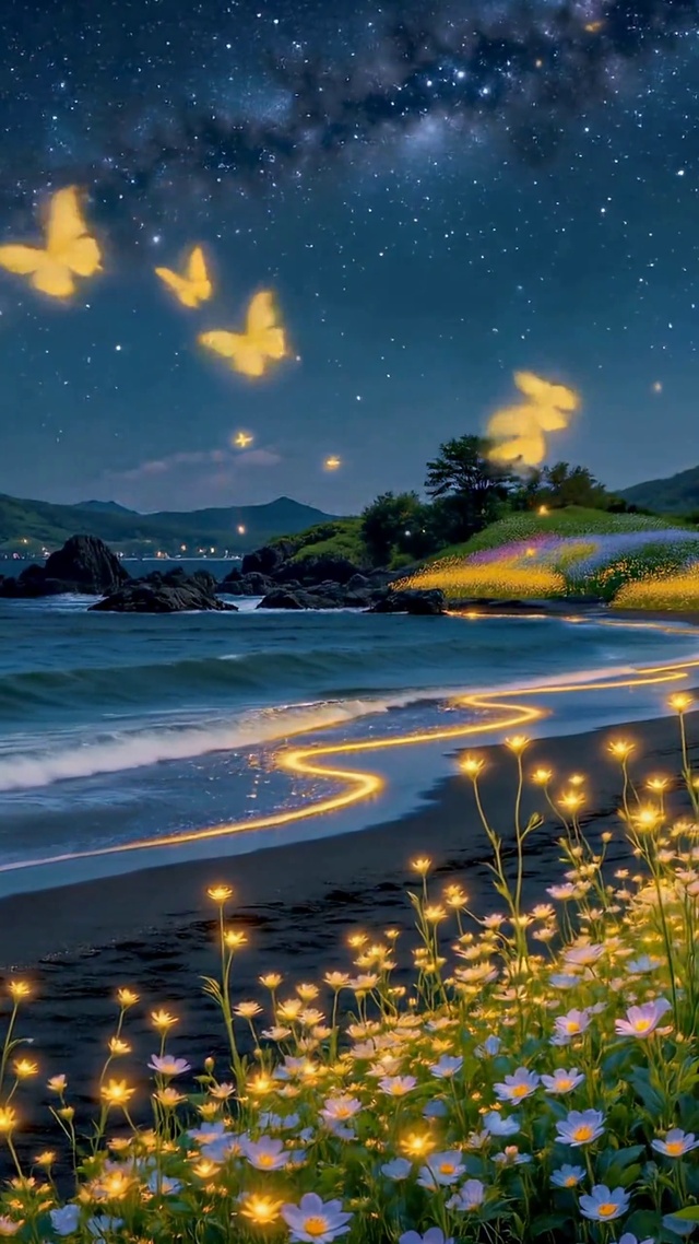 星空海岸发光蝴蝶花田