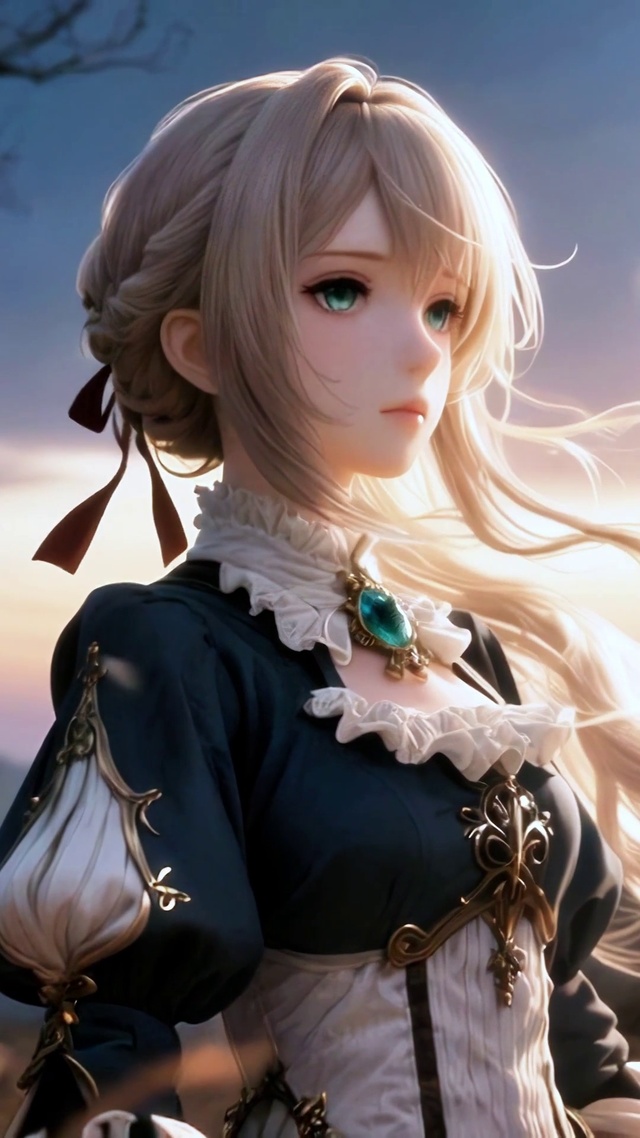 古堡前的少女