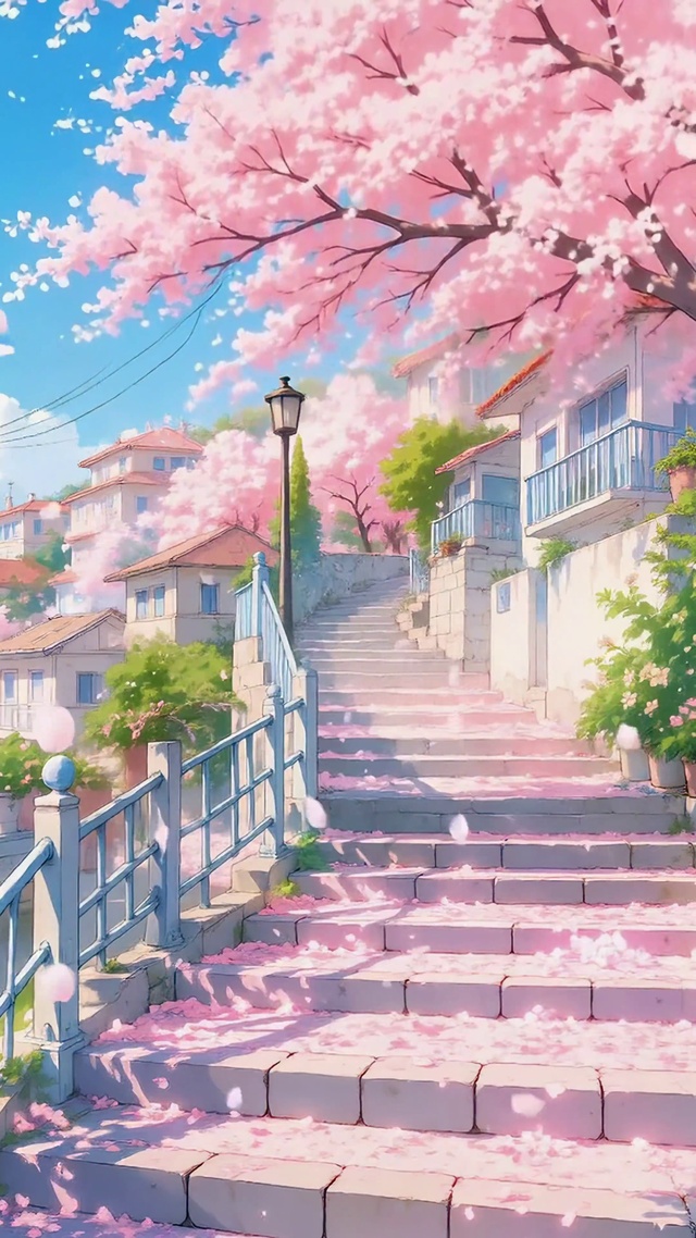 唯美樱花海滨小镇