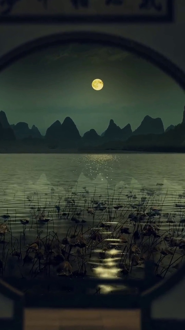 一汪池水映残花，一轮明月照心中