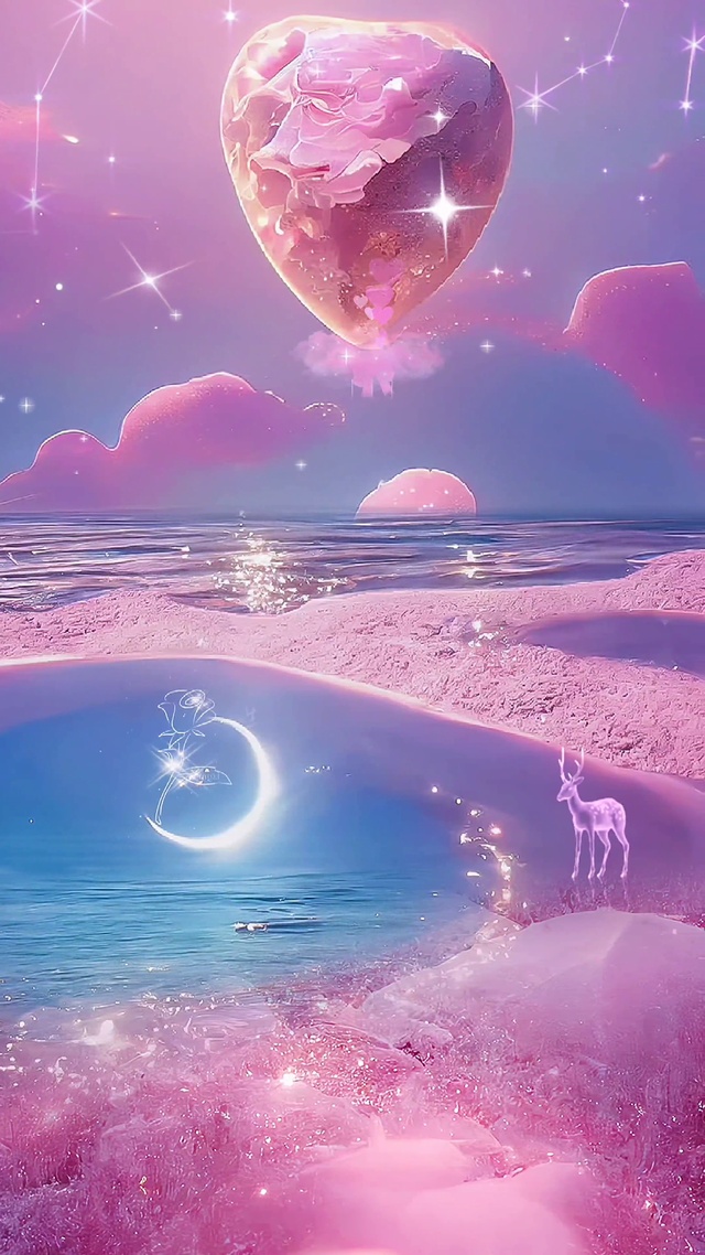 粉色爱心沙滩
