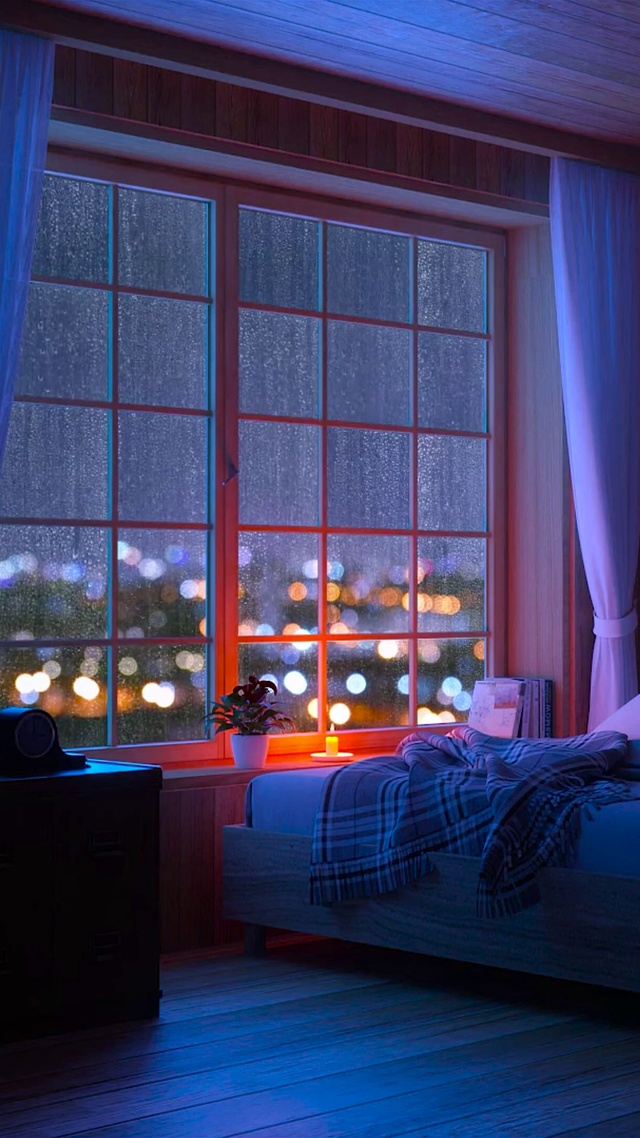 唯美安静的雨天房间