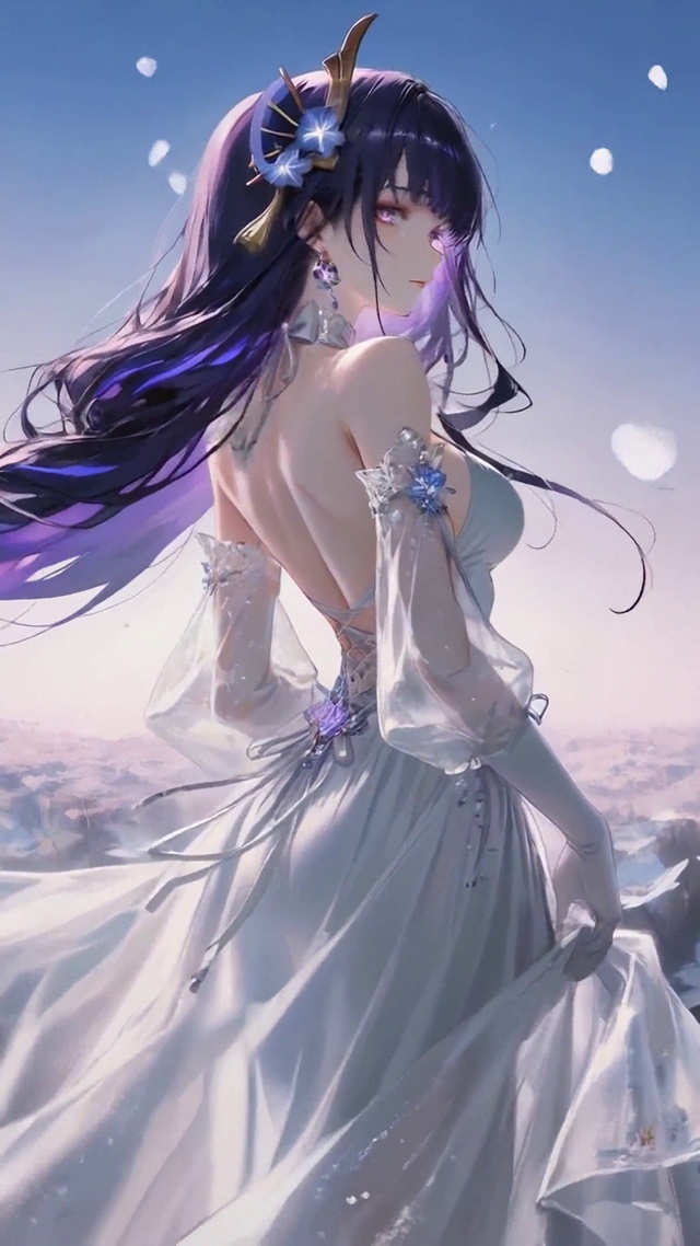 花海白纱紫发美少女