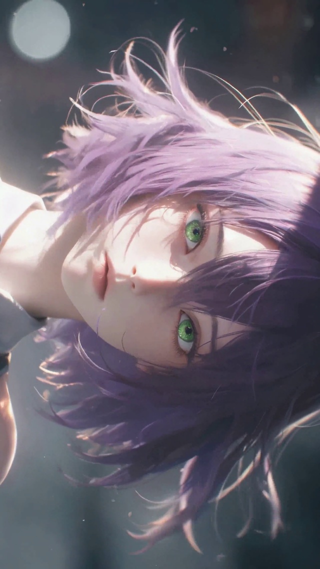 紫发绿瞳光影二次元美少女