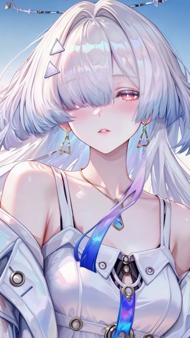 夕阳下的银发少女莫宁