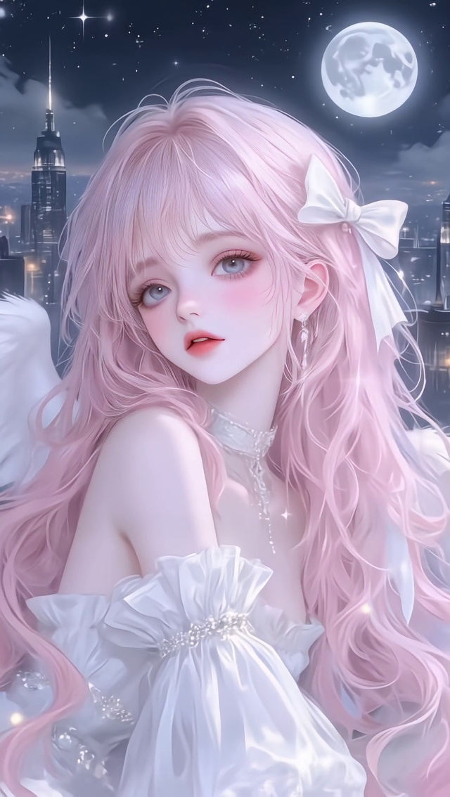 二次元粉发星月少女