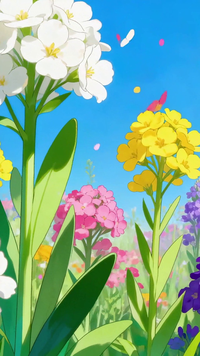 蓝天下七彩花田