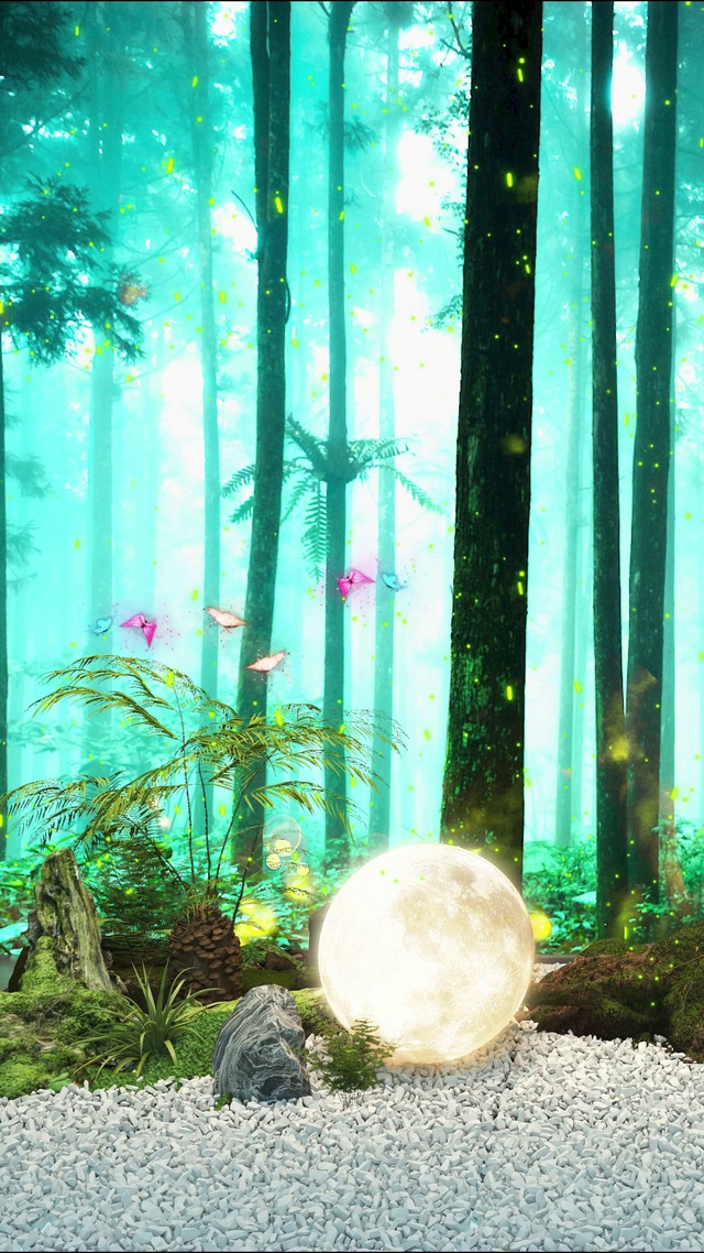 4K唯美树林草丛夜景蝴蝶飞舞