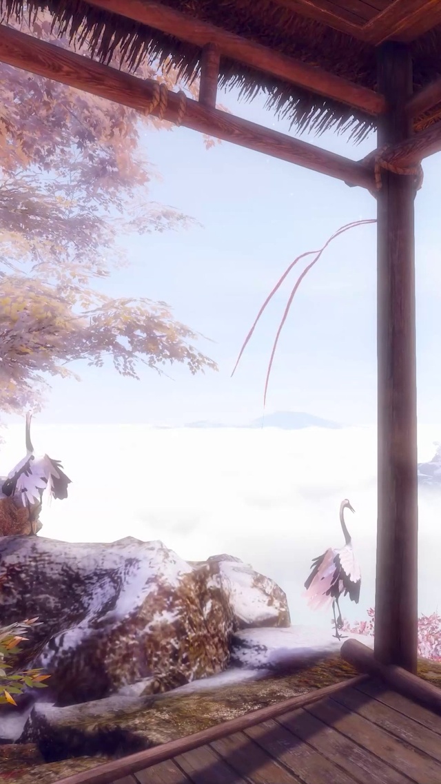 古风雪天枫林云海