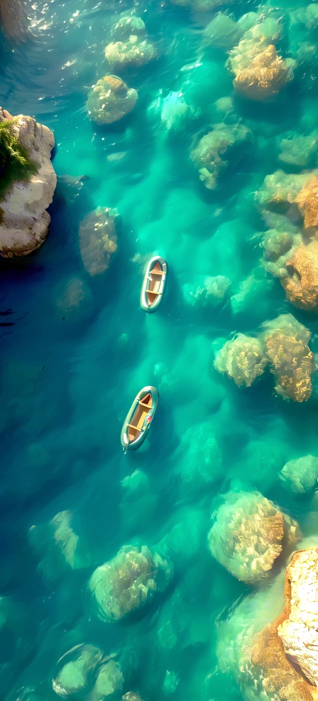 小船在清澈的流水中穿行