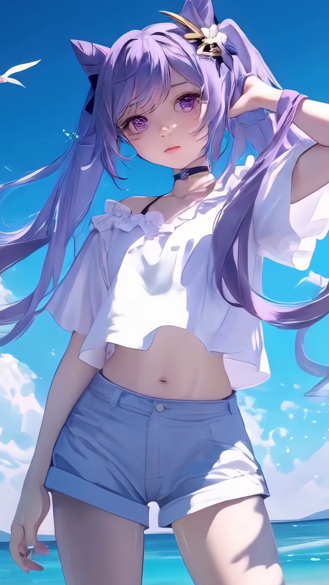 海边紫发少女