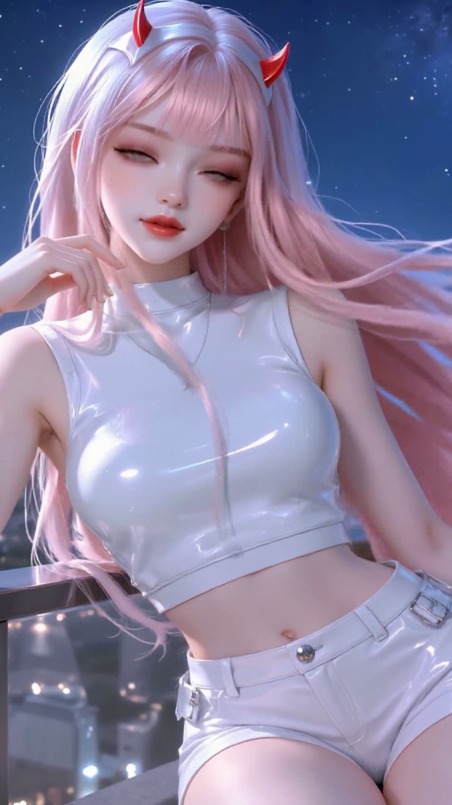 星空都市天台粉发美女