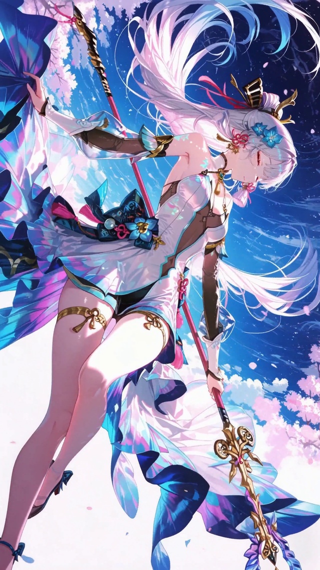 唯美樱花二次元银发美少女