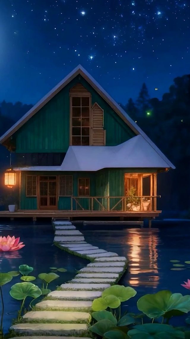 夜景花草树木带鱼屏