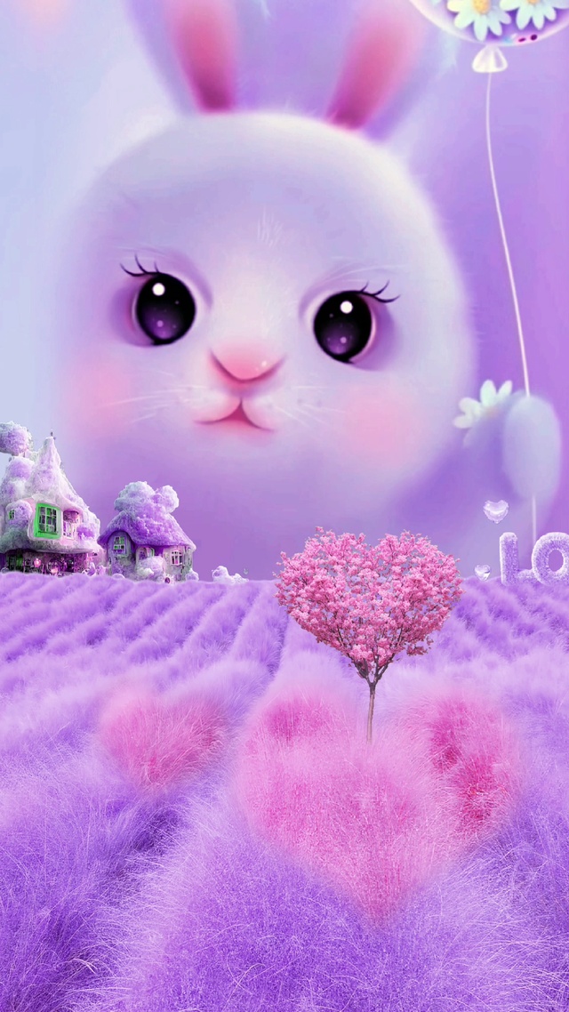 粉黛双色爱心兔兔