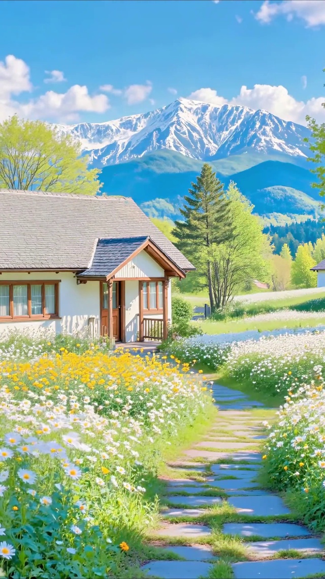 护眼晴天花田小屋