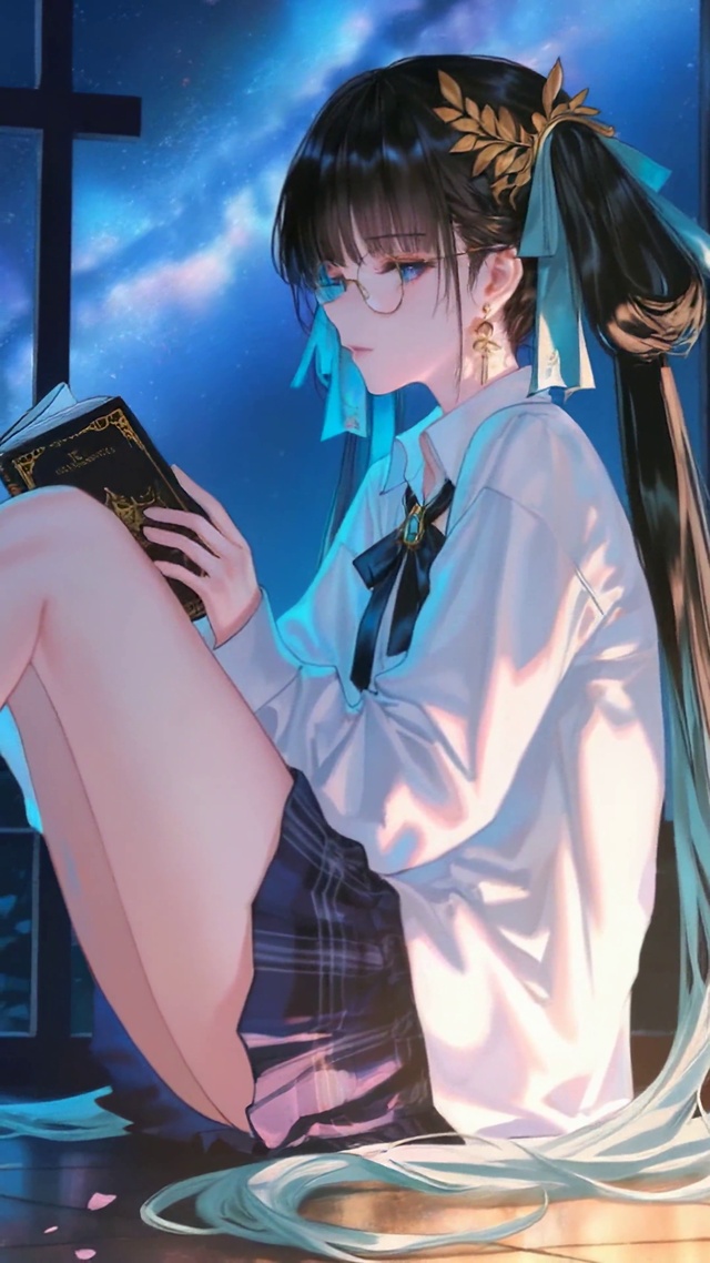 星空夜窗前美少女今汐