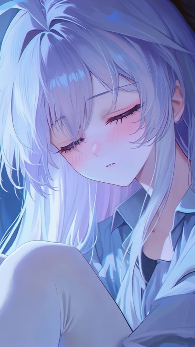 暖灯窗畔少女