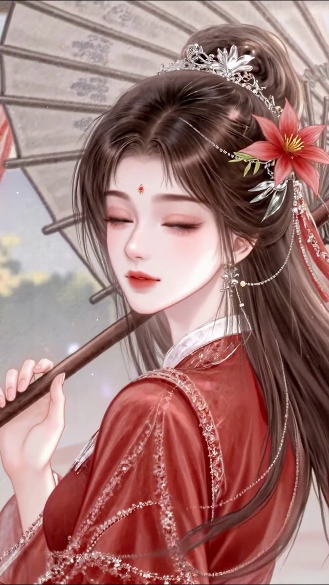 红衣古风清纯少女
