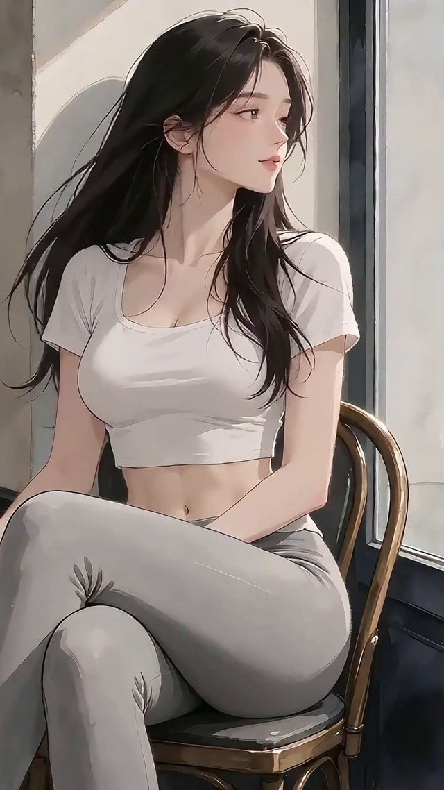 窗边扎发漫画少女