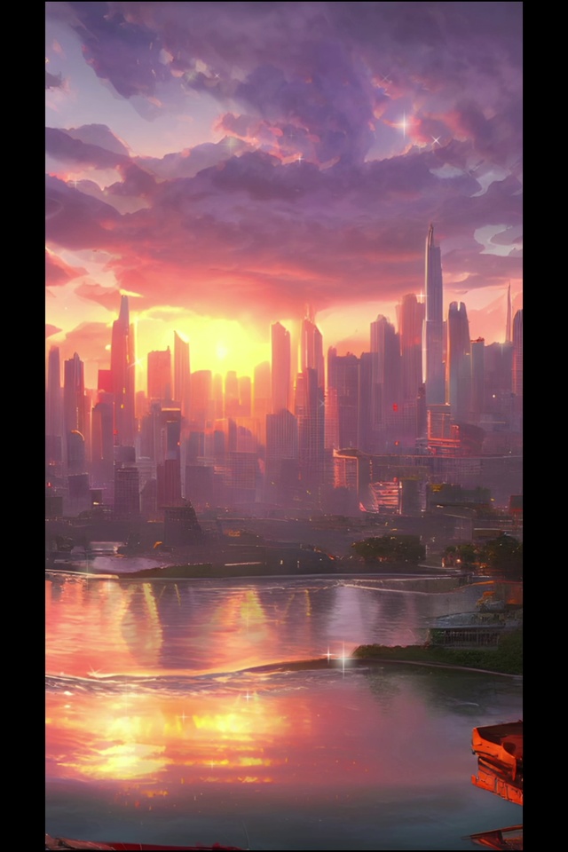 夕阳湖畔