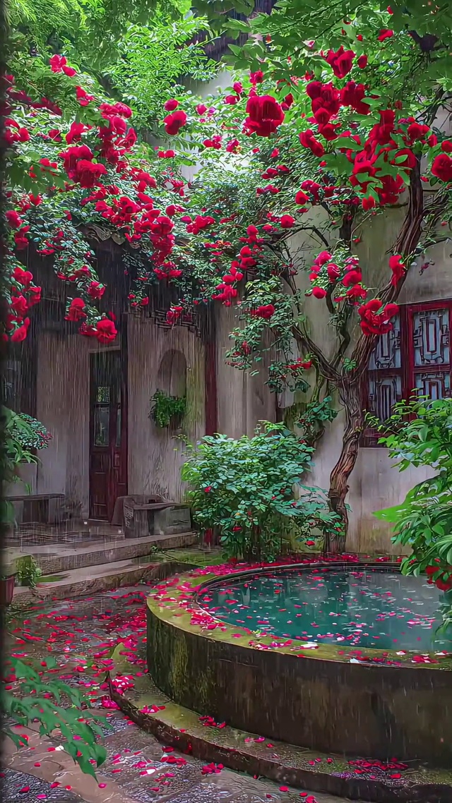 雨中小院