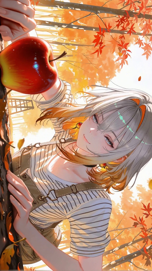 秋日枫林少女嘉贝莉娜