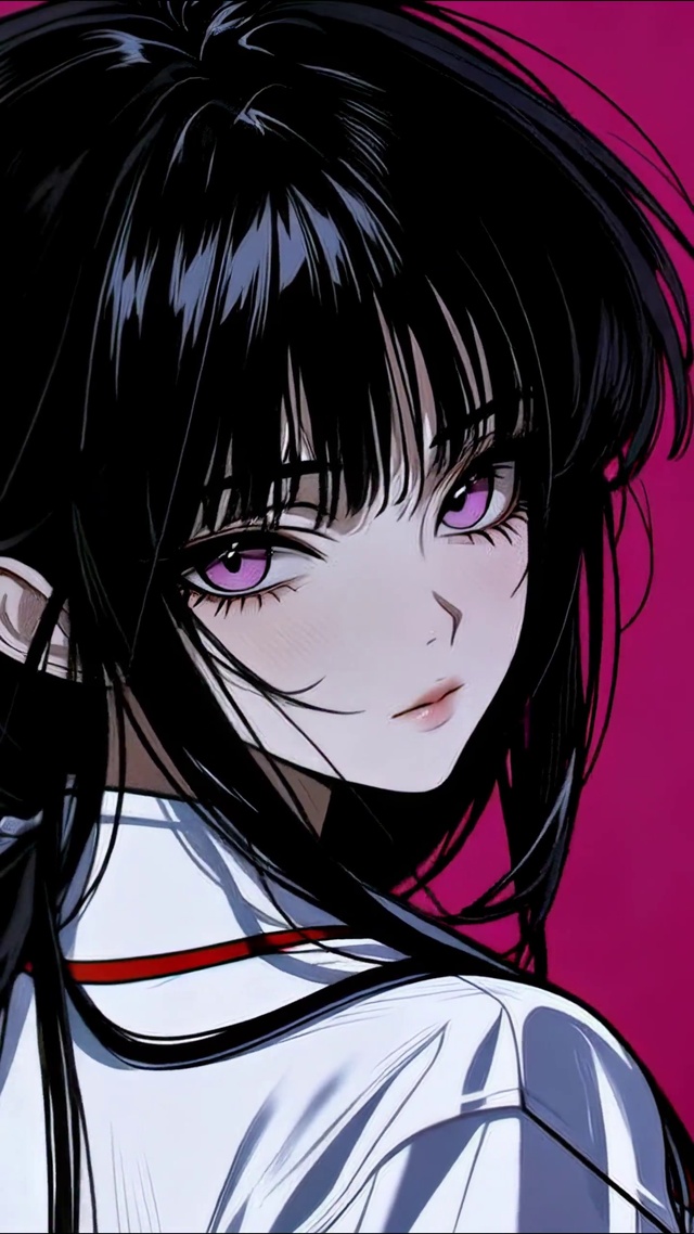 紫眸黑发酷感动漫少女