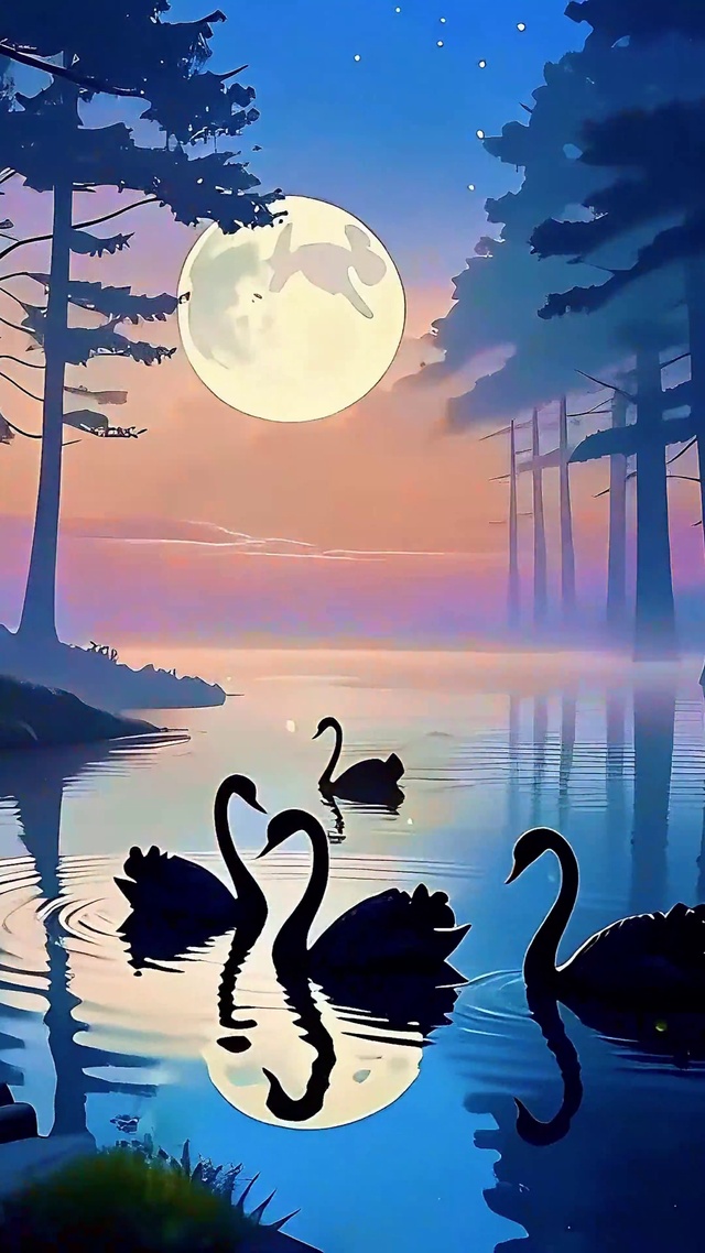 昼夜交替天鹅湖