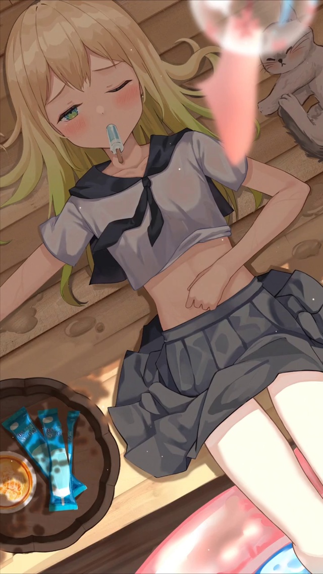 夏日乘凉的少女