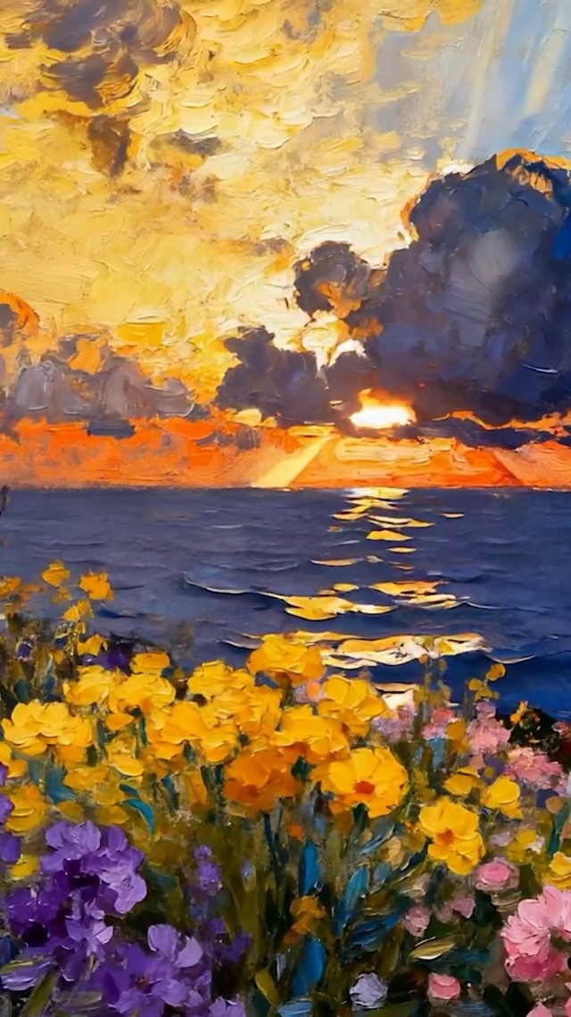 油画花草树木