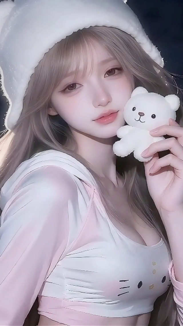 可爱玩偶贴贴少女