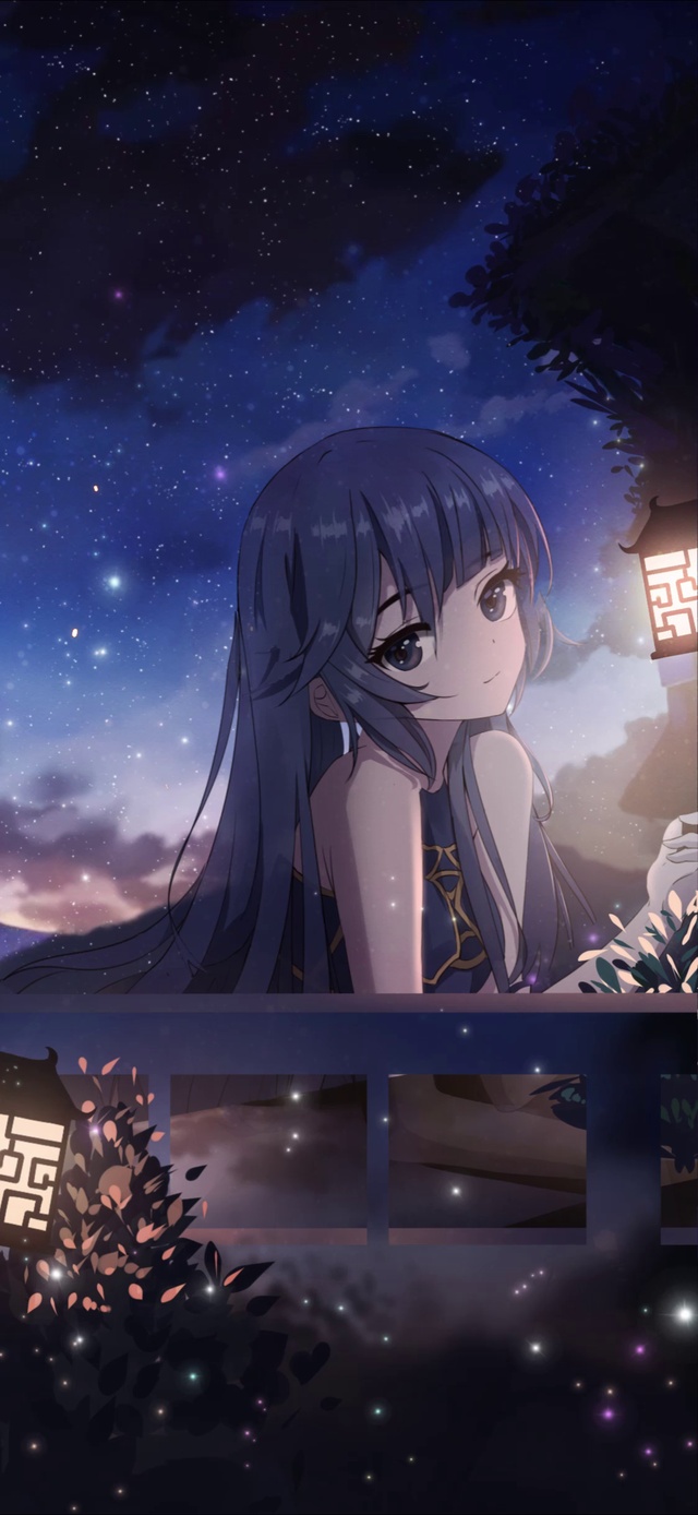 夜晚的可爱少女