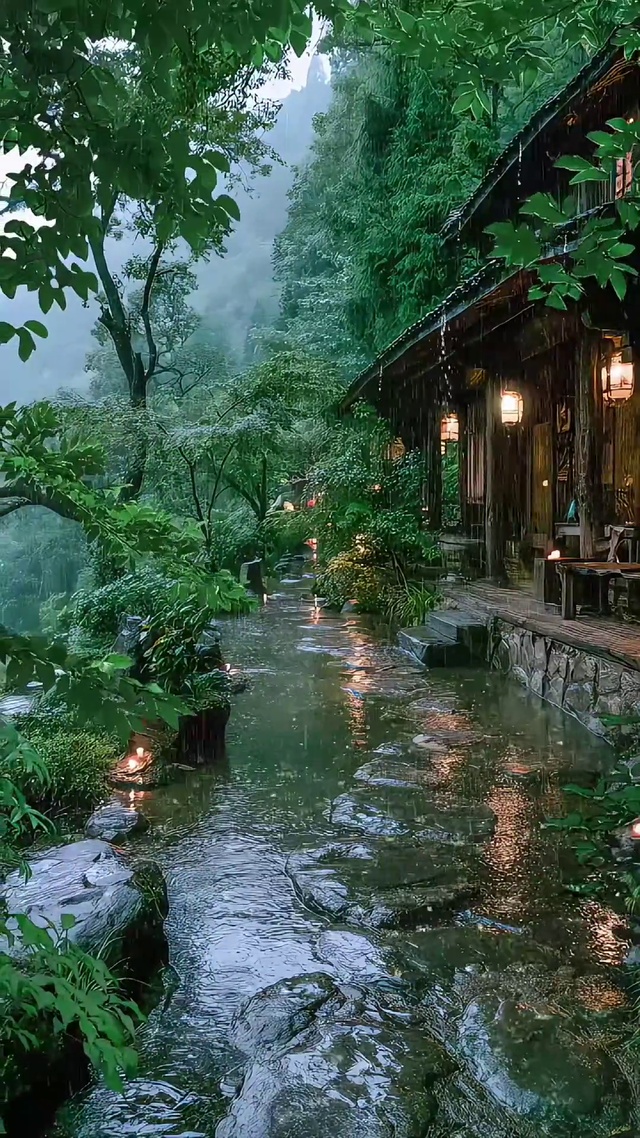 雨中林间小屋