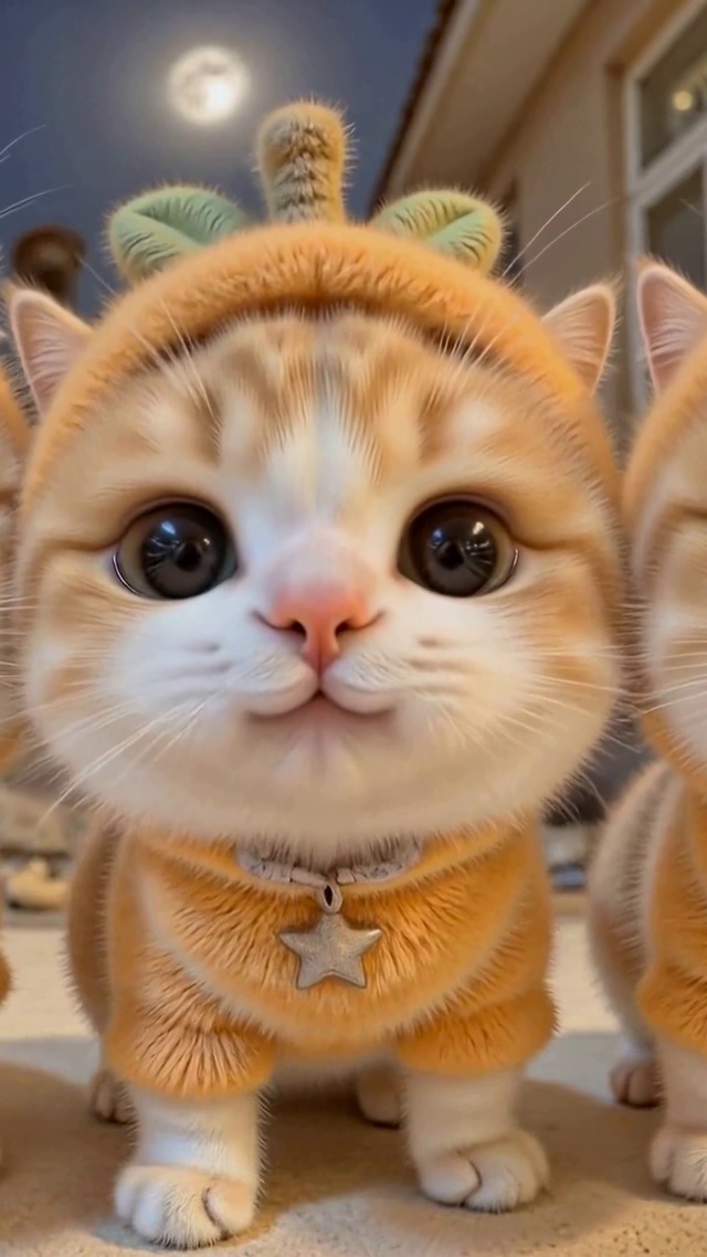 三只软萌毛绒橘猫