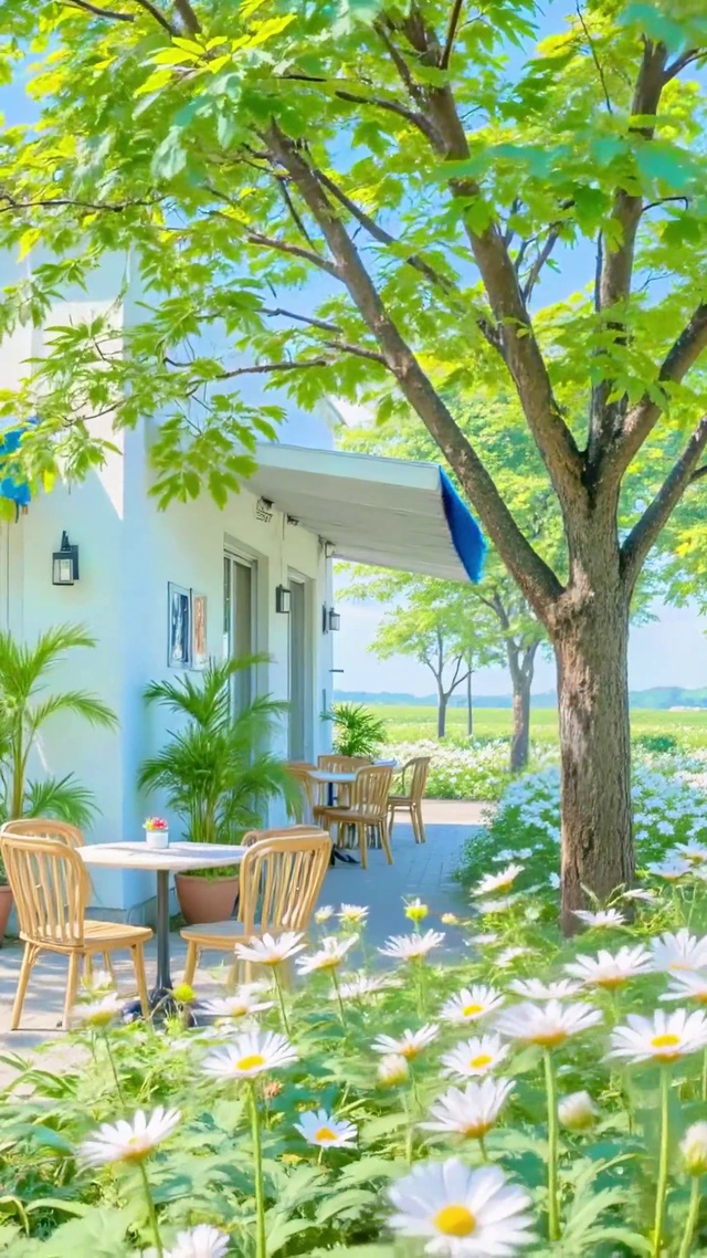 护眼蓝天花草小店