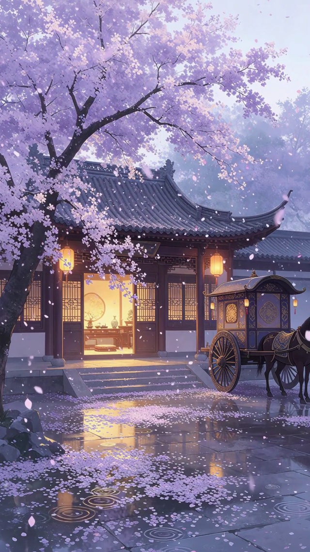 古风落花美景