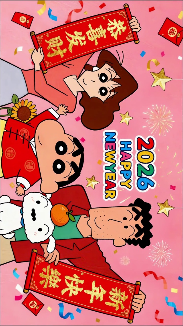 2026蜡笔小新一家新年祝福