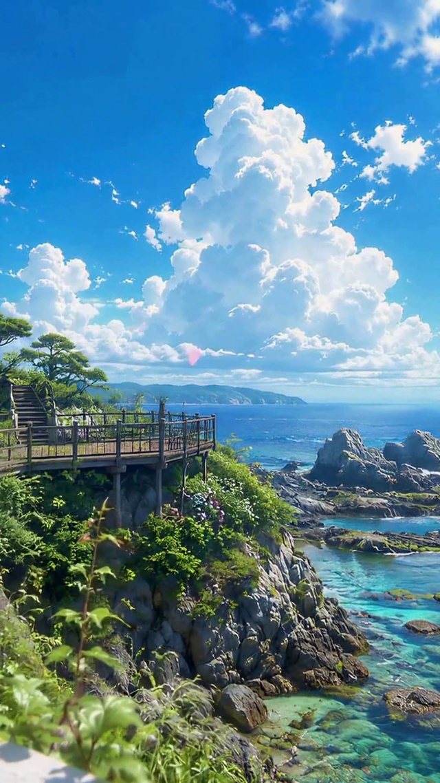 清新蔚蓝海岸自然风光