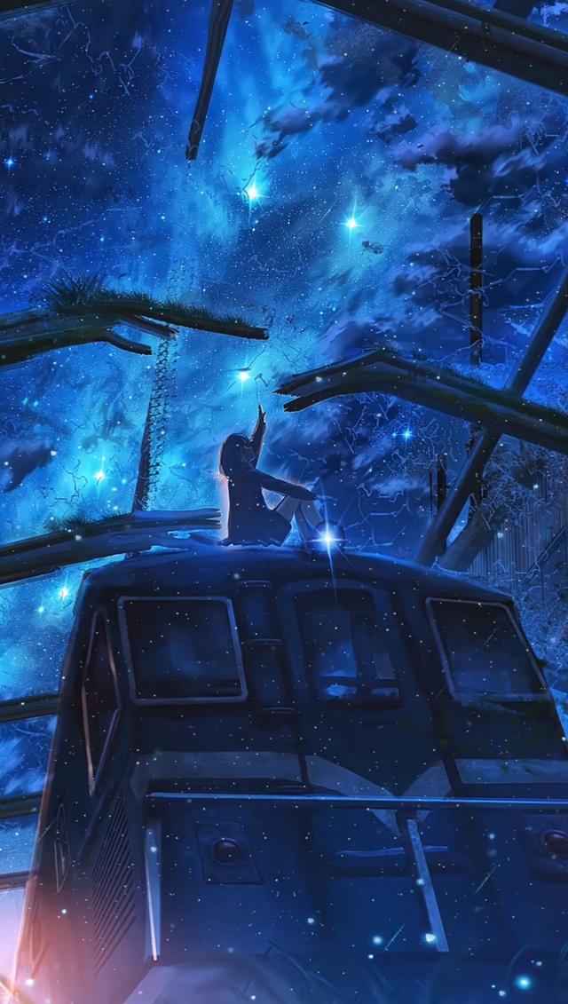 仰望星空的少女
