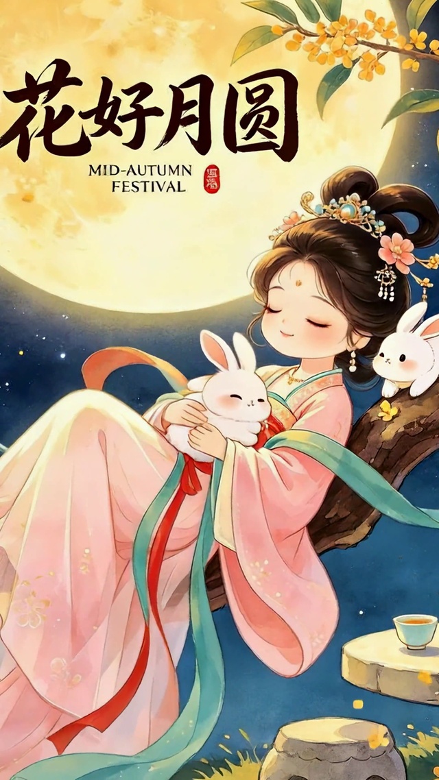 花好月圆中秋古风少女