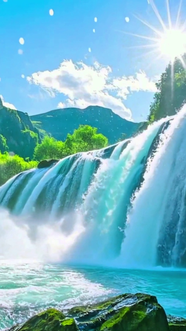 唯美山间瀑布4K