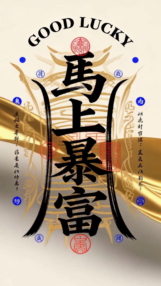 马上暴富国风祈福壁纸