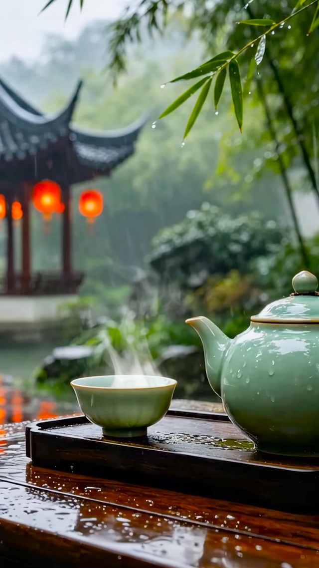 园林雨景