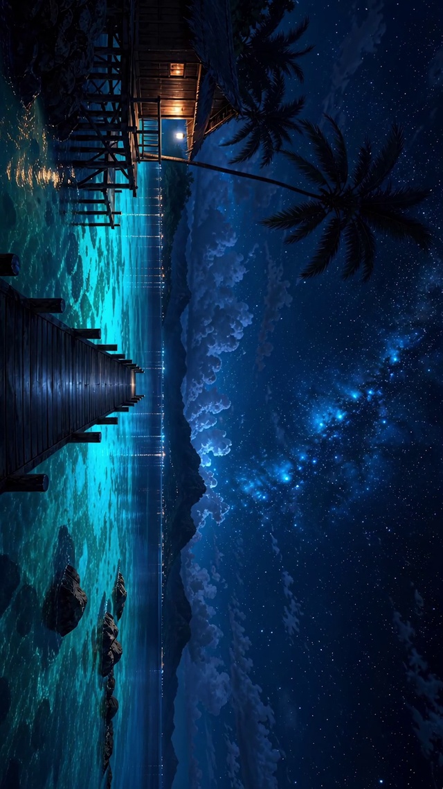 夜晚海边风景