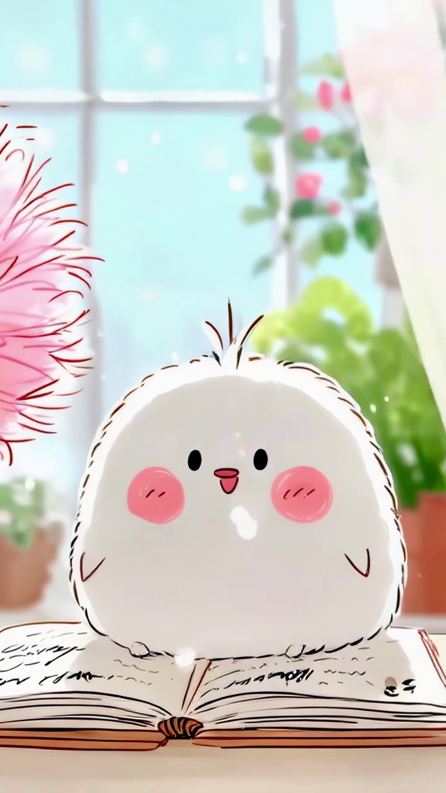 书桌上的小胖鸟