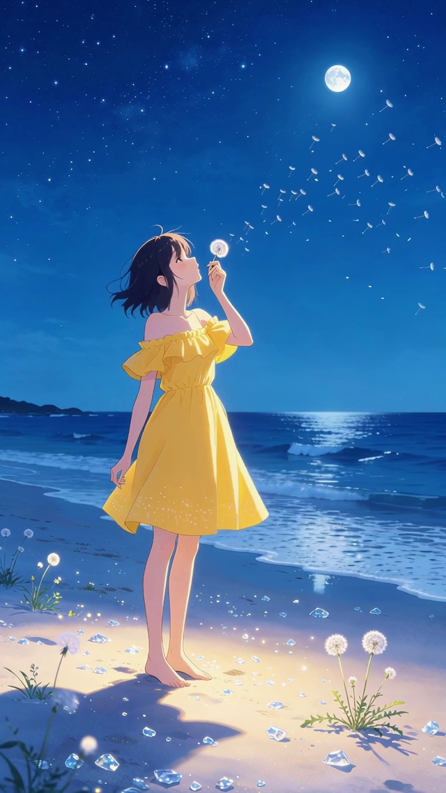 海边蒲公英女孩