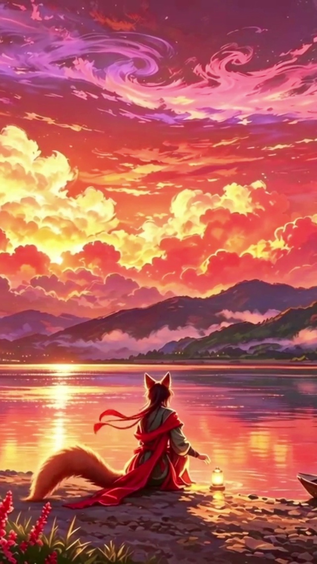 夕阳湖畔赤狐少年
