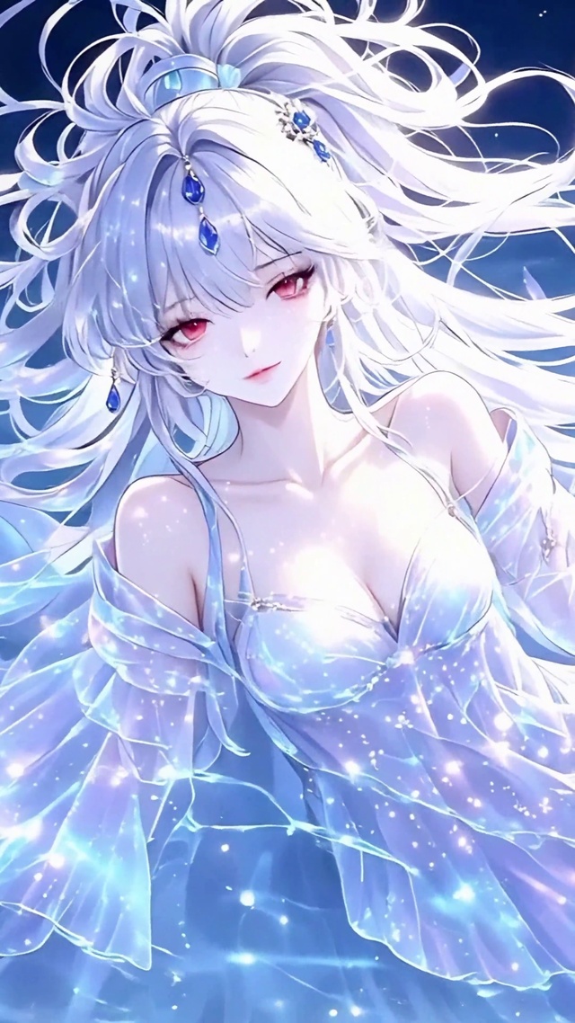 水中梦幻白发少女