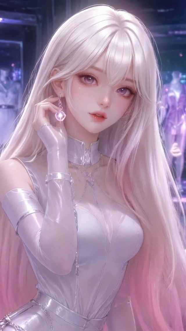 赛博朋克银发渐变美少女